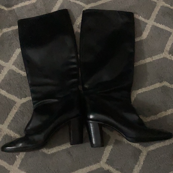 VINTAGE GUCCI LEATHER RIDING BOOTS BLACK HEELED Sz 7.5 - 8 - Picture 7 of 9